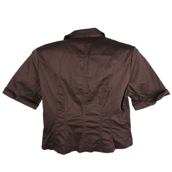 Coldwater Creek Brown Short Sleeve Lightweight Jacket Blazer 2 Button Size 16 - Picture 2 of 2